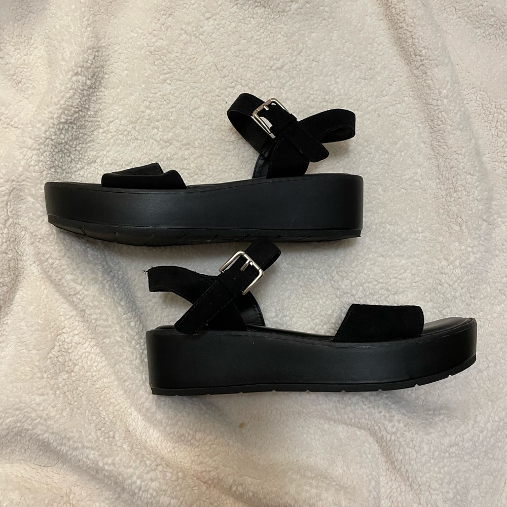 A New Day Black Suede Platform Sandals
